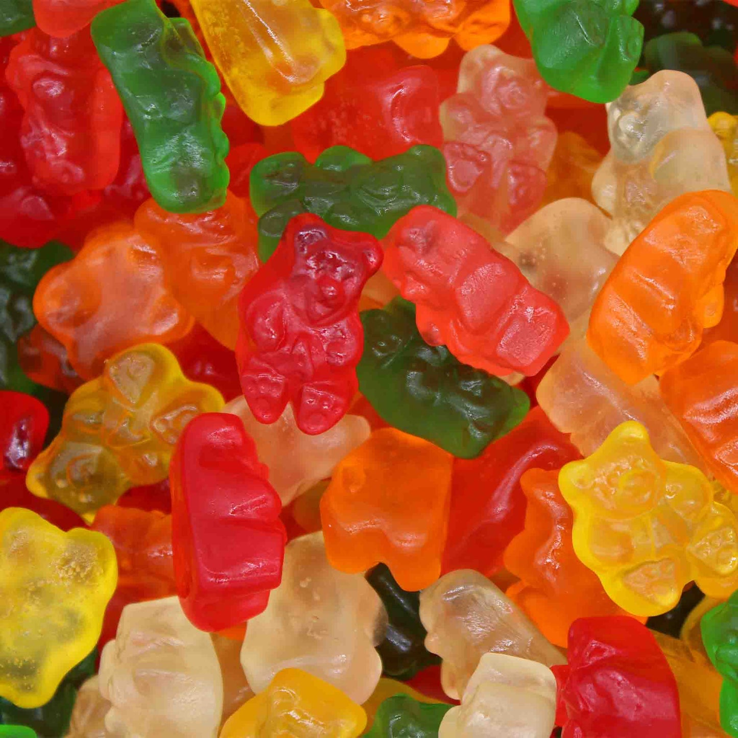 Assorted Fruit Gummi Bears Mixture Closeup