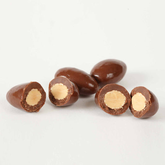 Chocolate Covered Almonds SF Sugar Free Piece Closeup