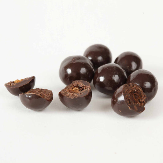 Dark Chocolate Espresso Beans Pieces Closeup